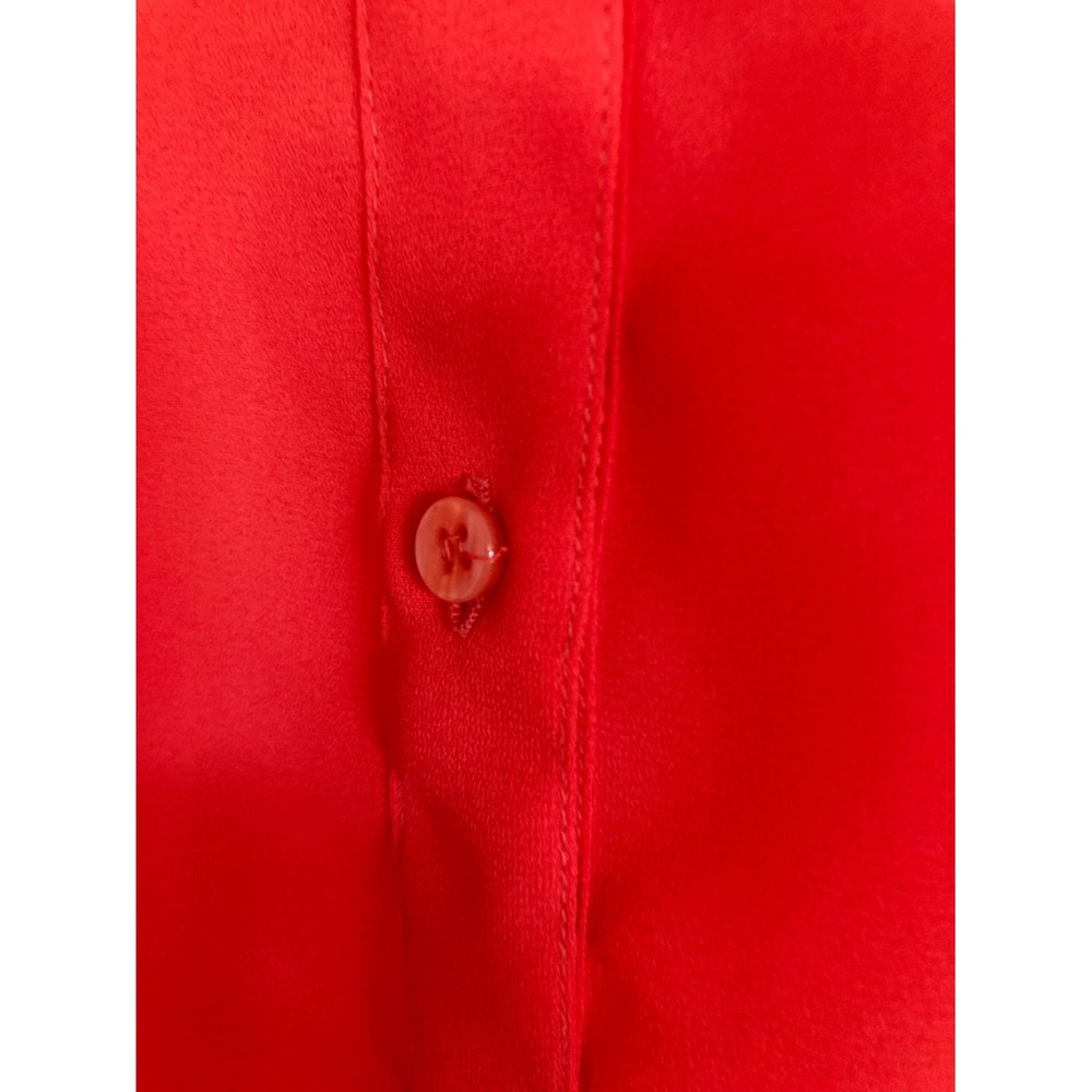 Vtg Givenchy for Chesa Red Short Sleeve‎ Button-Down Blouse Size 6 Classic Sheer - Picture 8 of 9